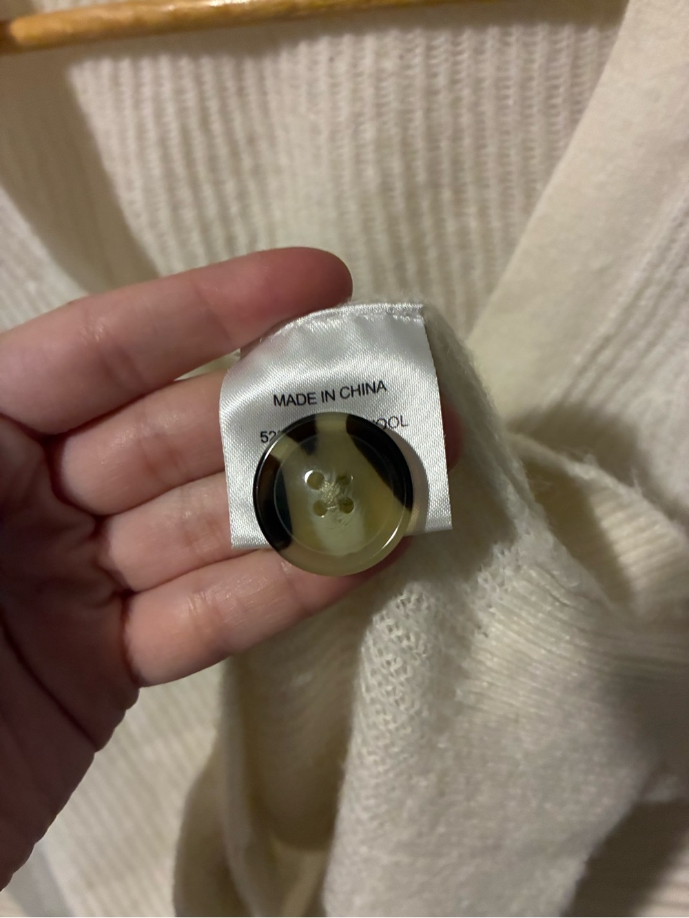Quince Cream V-Neck Button Front Cardigan - Picture 3 of 5